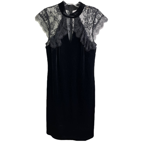White House Black Market Dresses & Skirts - White House Black Market Women's Dress Veridian Sexy Black Lace Veiling Velvet 6